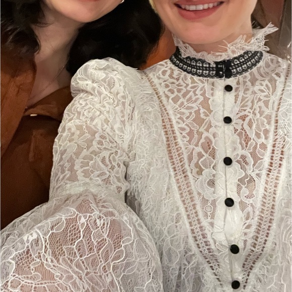 Alice + Olivia Jessica lace button front collar blouse - Picture 7 of 9